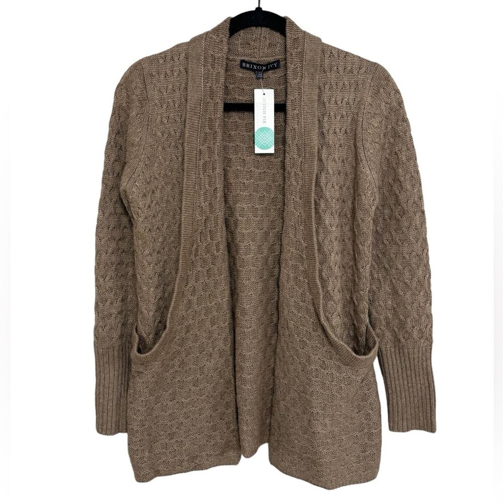 NEW Brixton Ivy x Stitchfix Lawley Cable Open Knit Cardigan in Tan - Size S